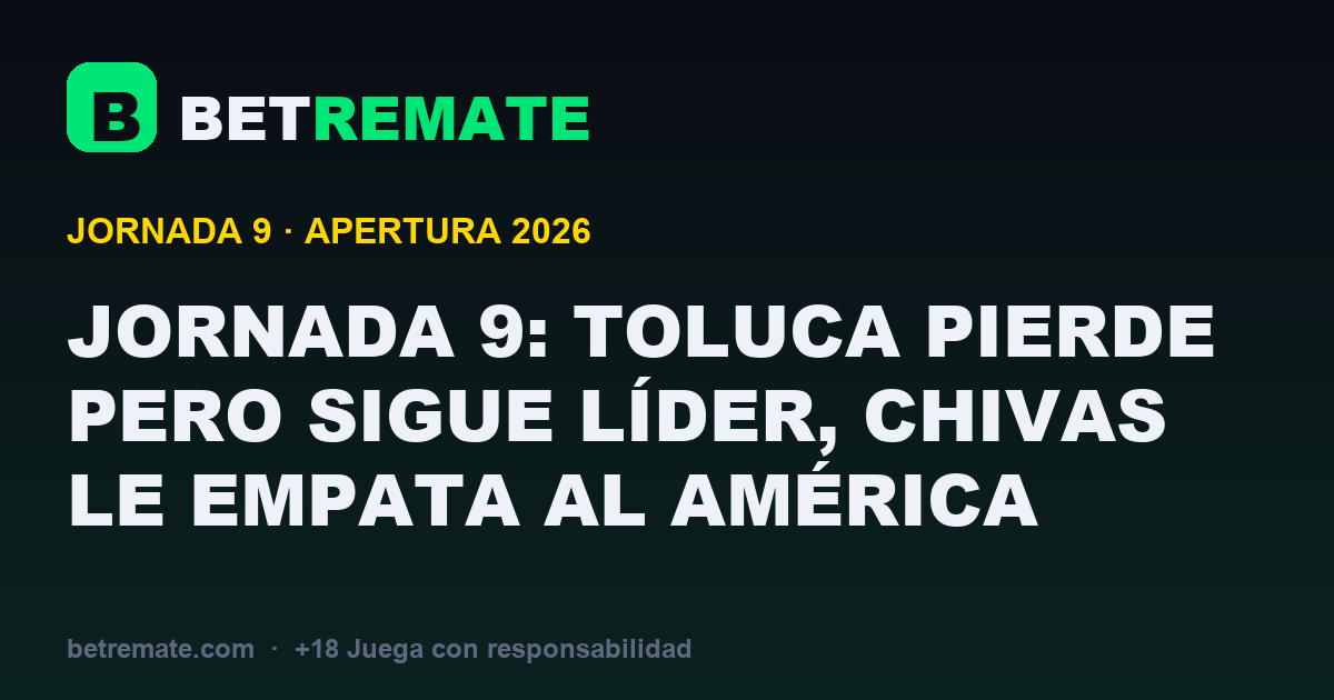 Jornada 9: Toluca pierde pero sigue líder, Chivas le empata al América